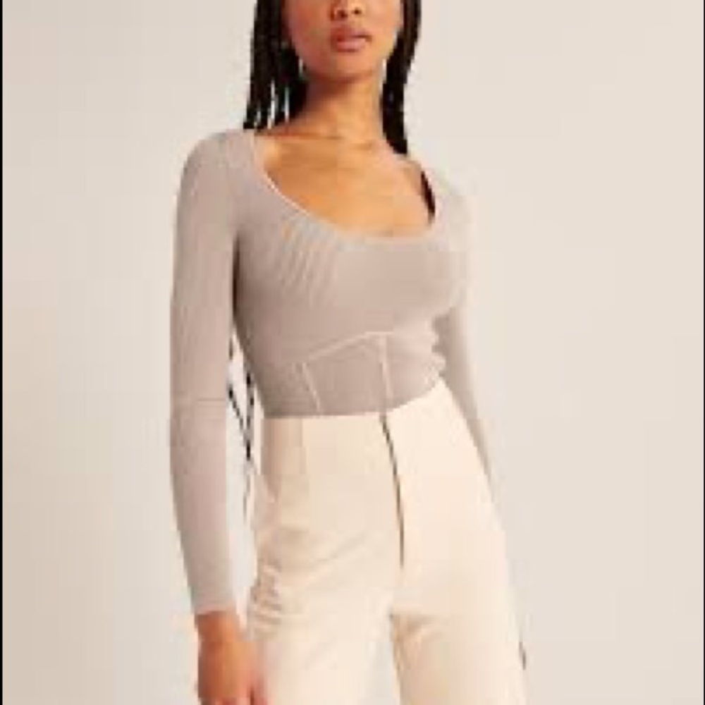 Abercrombie Scoop Neck Corset Top beige